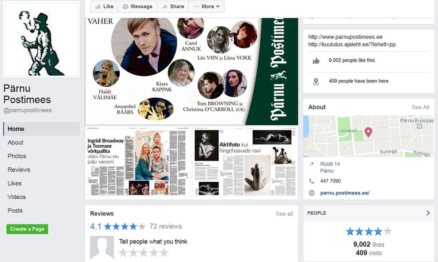 Pärnu Postimehe sõprade hulk sotsiaalvõrgustikus Facebook ületas 9000 piiri.