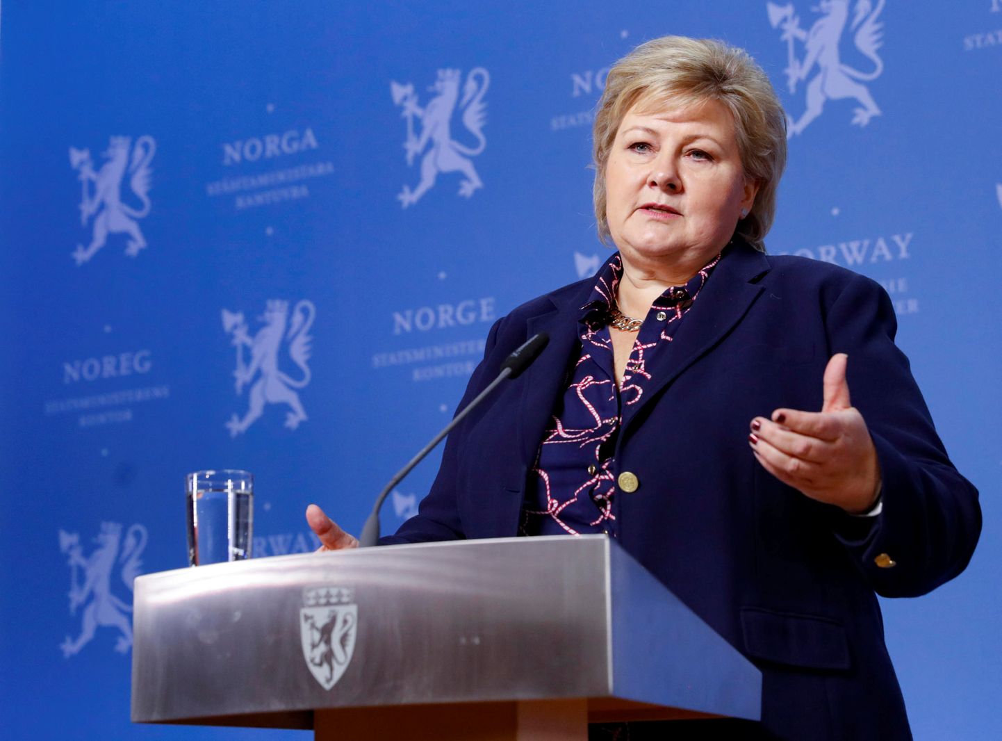 Norvēģijas premjerministre Erna Sūlberga.
