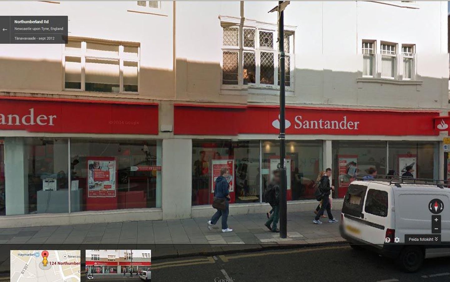 Sellesse Santanderi pangakontorisse Suurbritannias Newcastle’is palusid Gert Elmaste meiliaadressi kaaperdanud kurjategijad Western Unioni kaudu raha kanda.