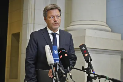 Saksamaa majandusminister Robert Habeck reedel pressibriifingul.