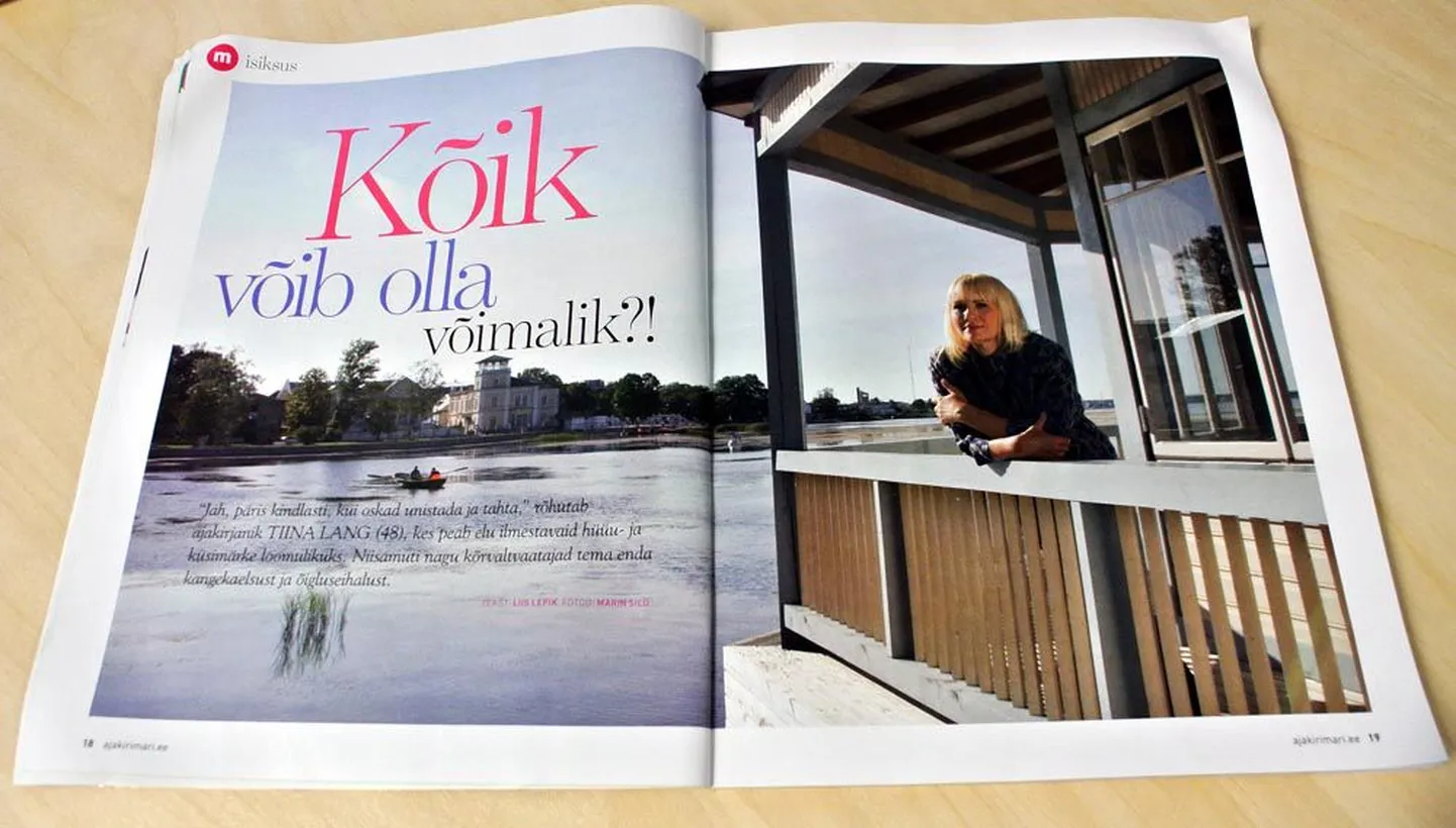 Ajakirja Mari avanumbri kaanetüdrukuks on peatoimetaja Tiina Lang isiklikult, kuigi loodetud südamepuistamist, kättemaksu ja kirge kaaneloost siiski ei leia.