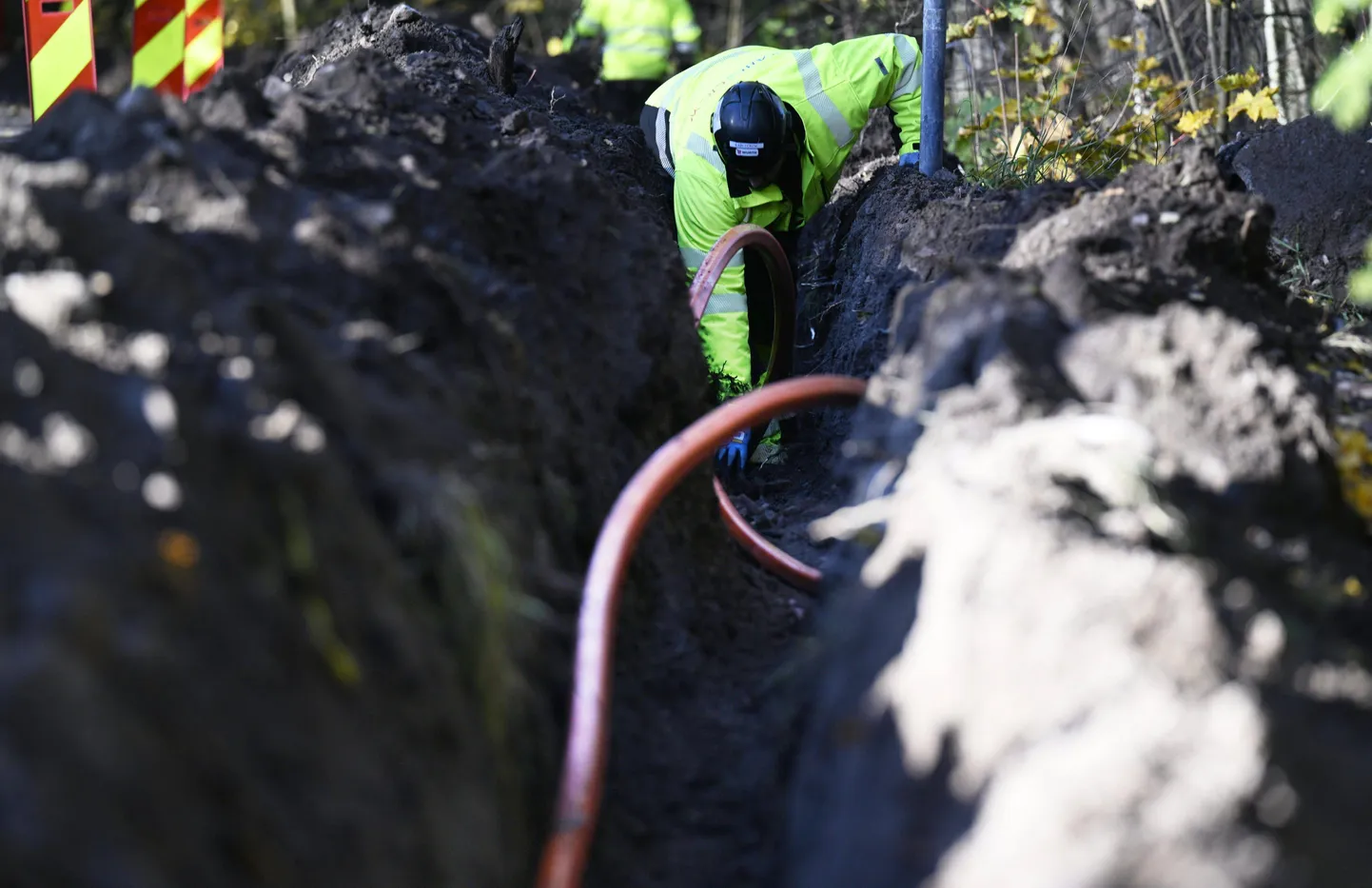 Rootsi ettevõtte GlobalConnect optiline kaabel Espoos.