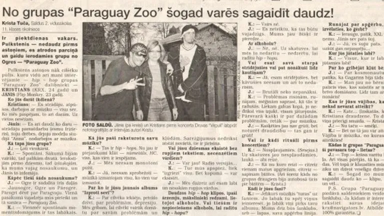 "Paraguay Zoo" intervija 2002. gadā laikrakstā "Saldus zeme" 