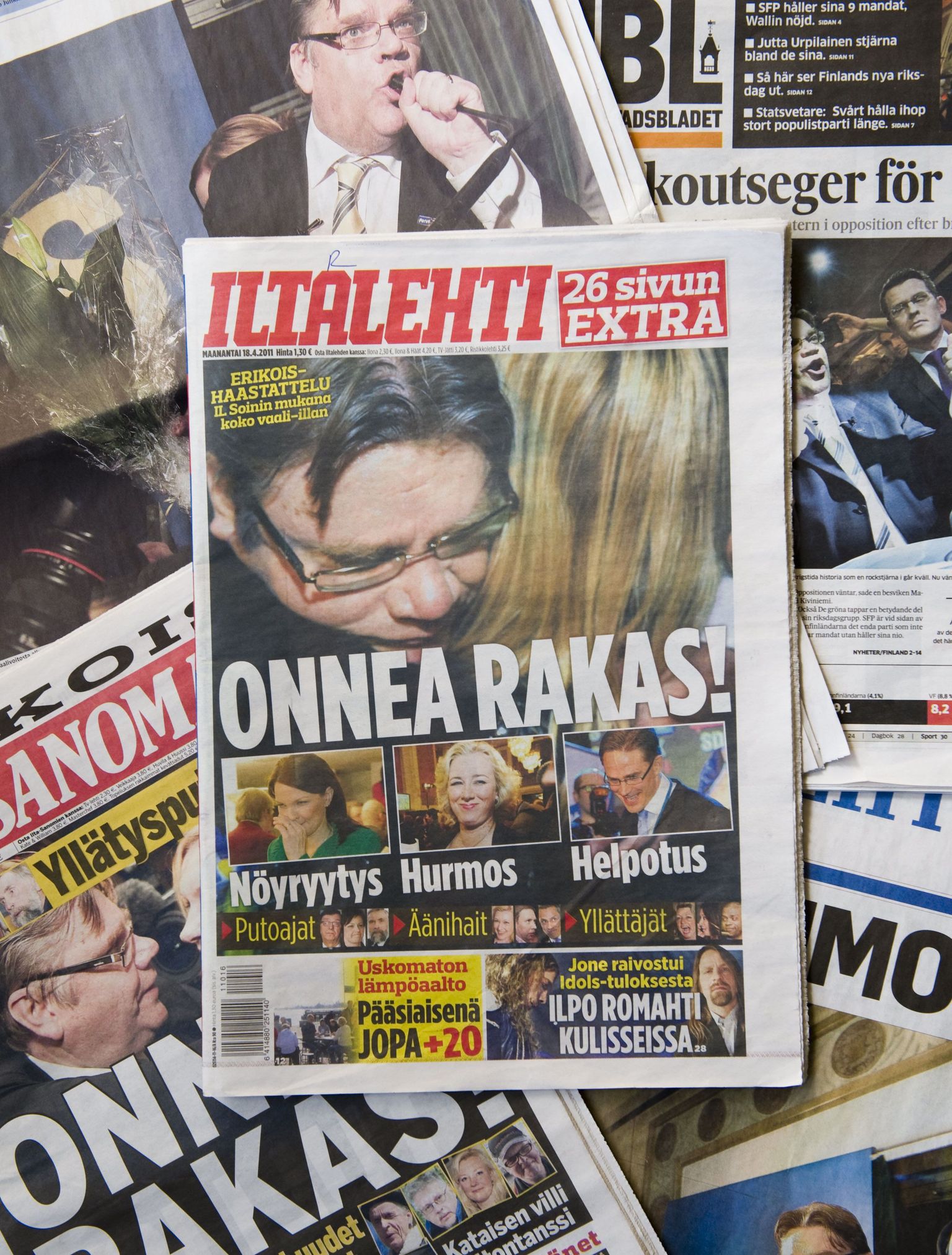 Soome tänaste ajalehtede esiküljed