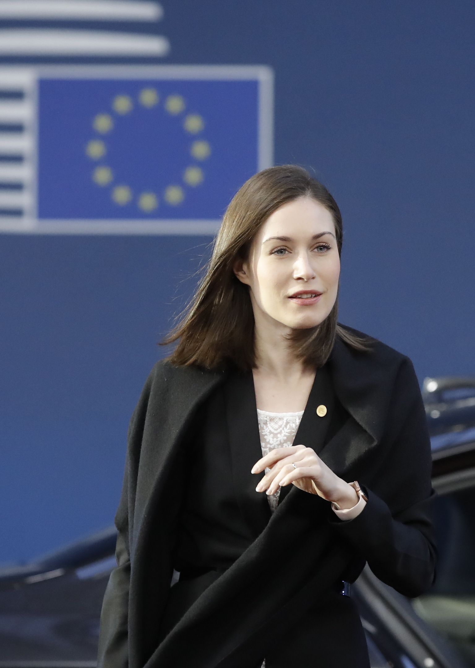 Soome peqminister Sanna Marin 22. oktoobril Brüsselis Euroopa Liidu liidrite kohtumisel, mille teemad olid koroonaviirus, digilahendused, migratsioon, energiahinnad ja migratsioon
