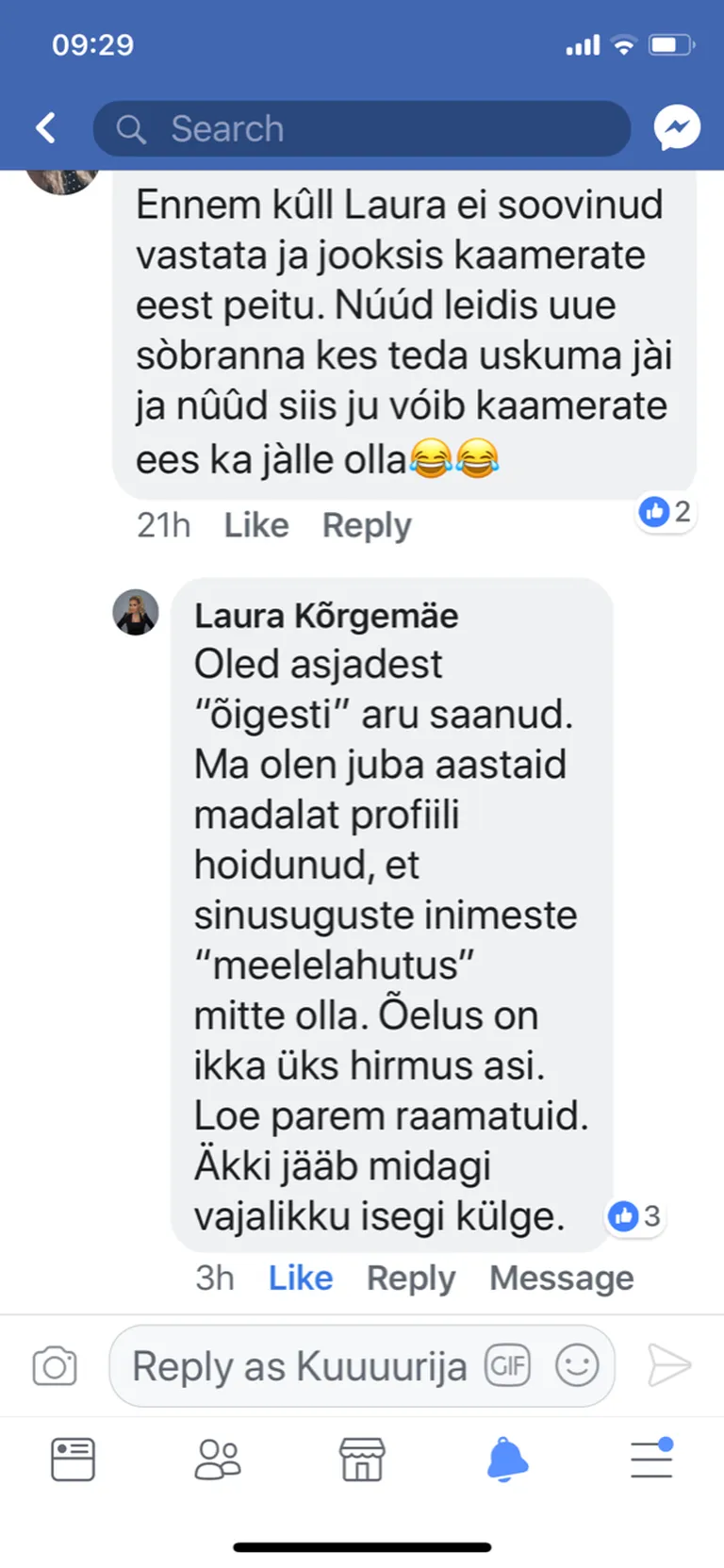 Laura Kõrgemäe vastus