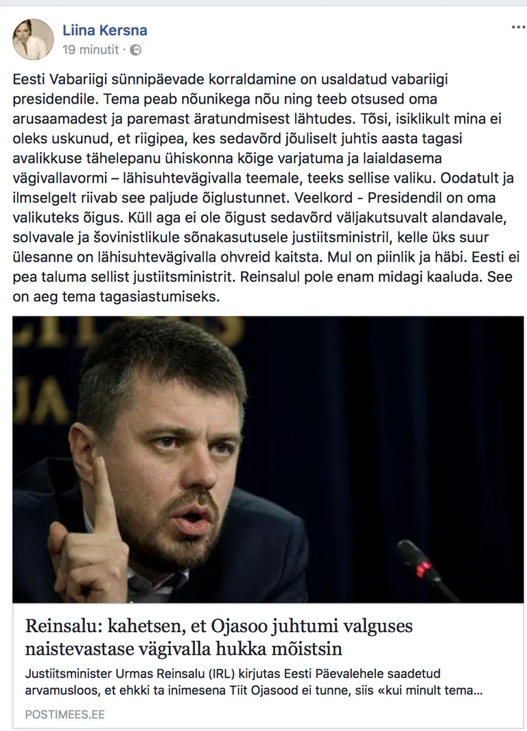 Liina Kersna postitus