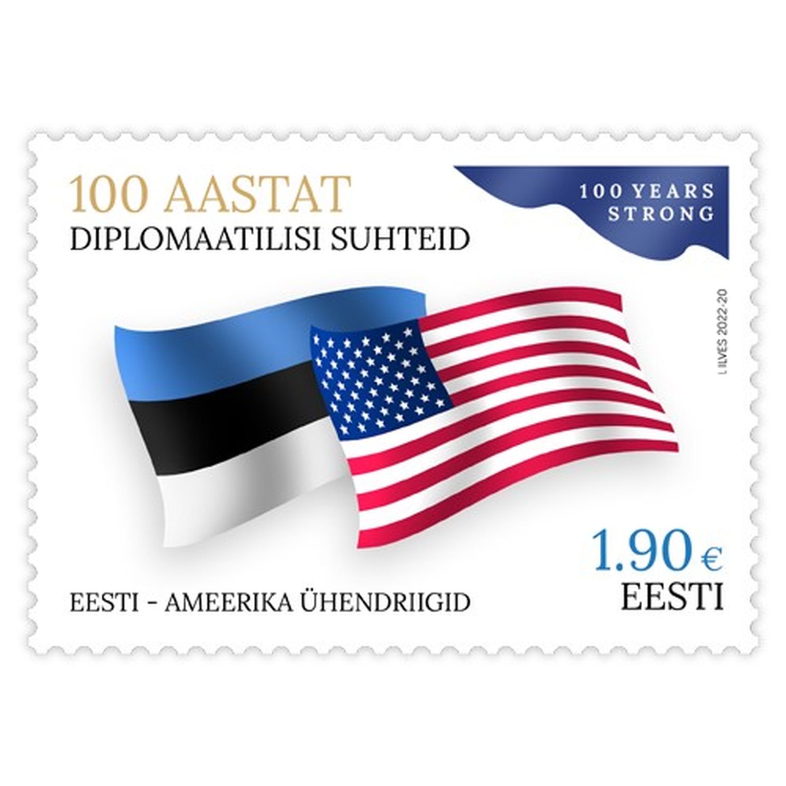 Почтовая марка будет выпущена в честь 100-летия установления дипломатических отношений между Эстонией и США.