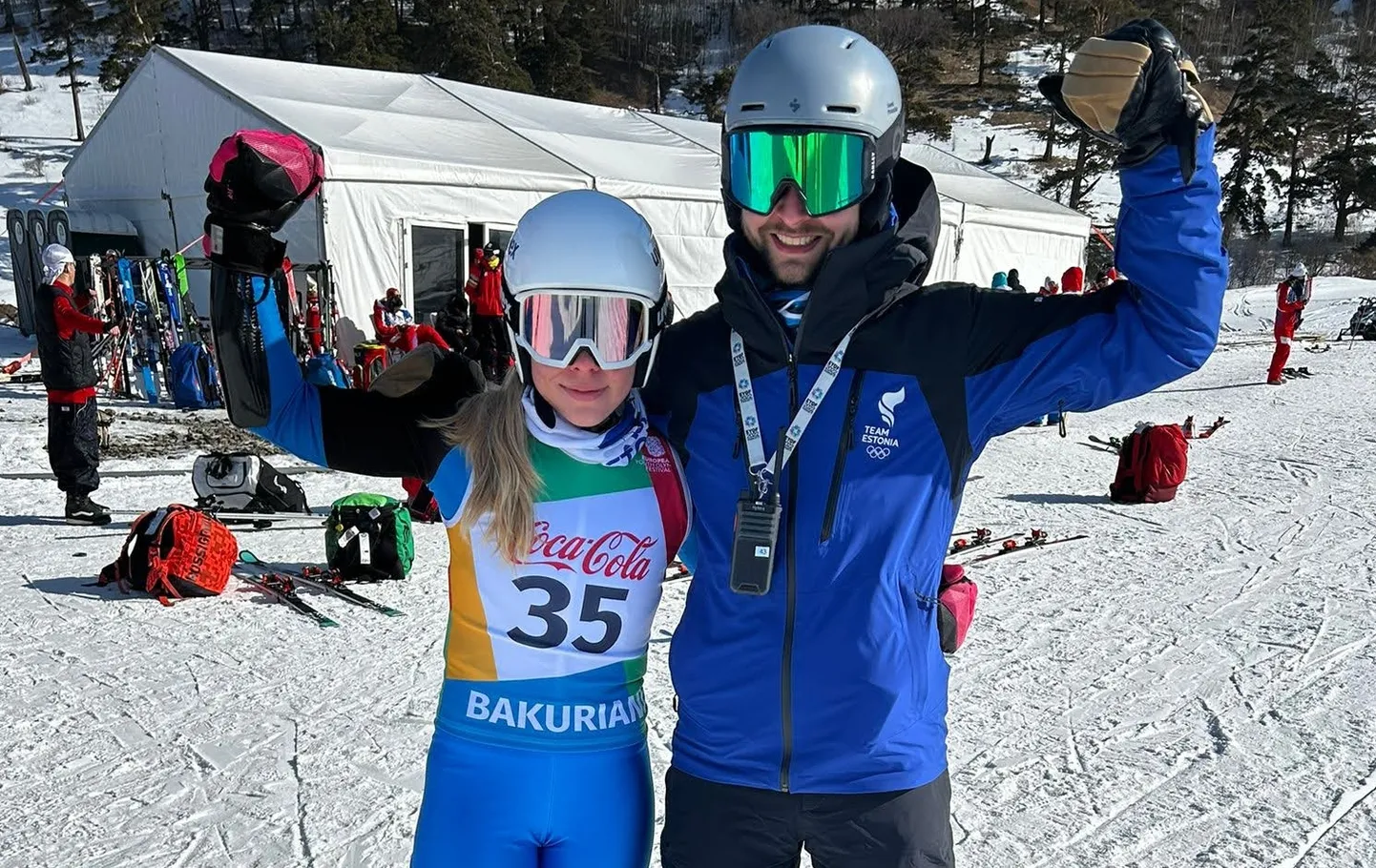 Hanna Gret Teder koos treener Kaarel Grünbergiga.