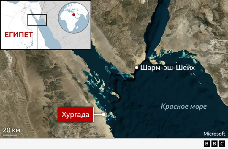 Карта Хургады и Красного моря.