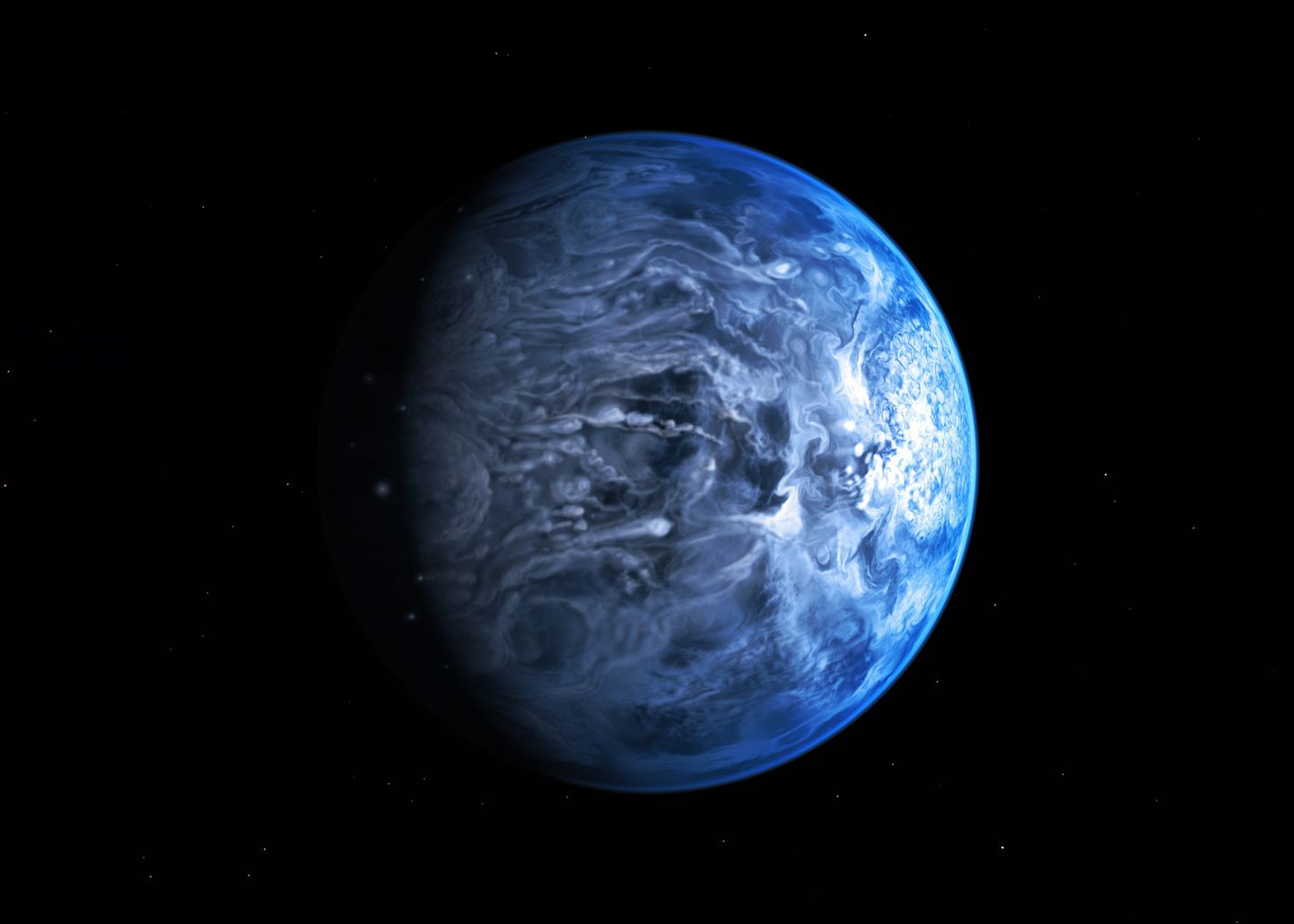 Kunstniku nägemus planeedist HD 189733b, kus sajab vedelat klaasi