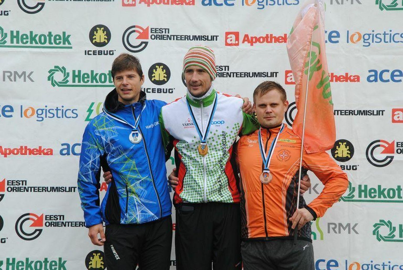 Eesti meistrivõistluste meeste esikolmik: Uku-Laur Tali (vasakult), Kristo Heinmann ja Alar Kume