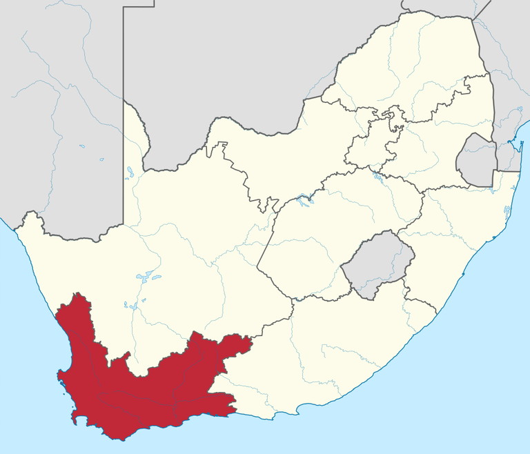Lõuna-Aafrika Vabariigi Lääne-Kaplinna provints (punasega)
