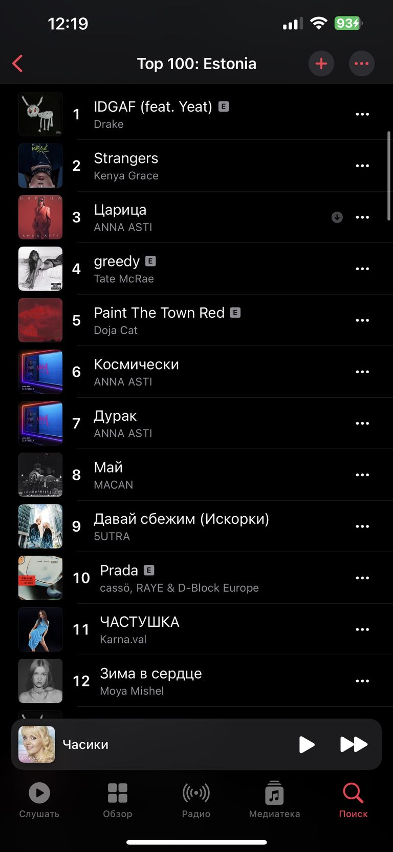 Чарт Apple Music в Эстонии от 10 октября 2023 года