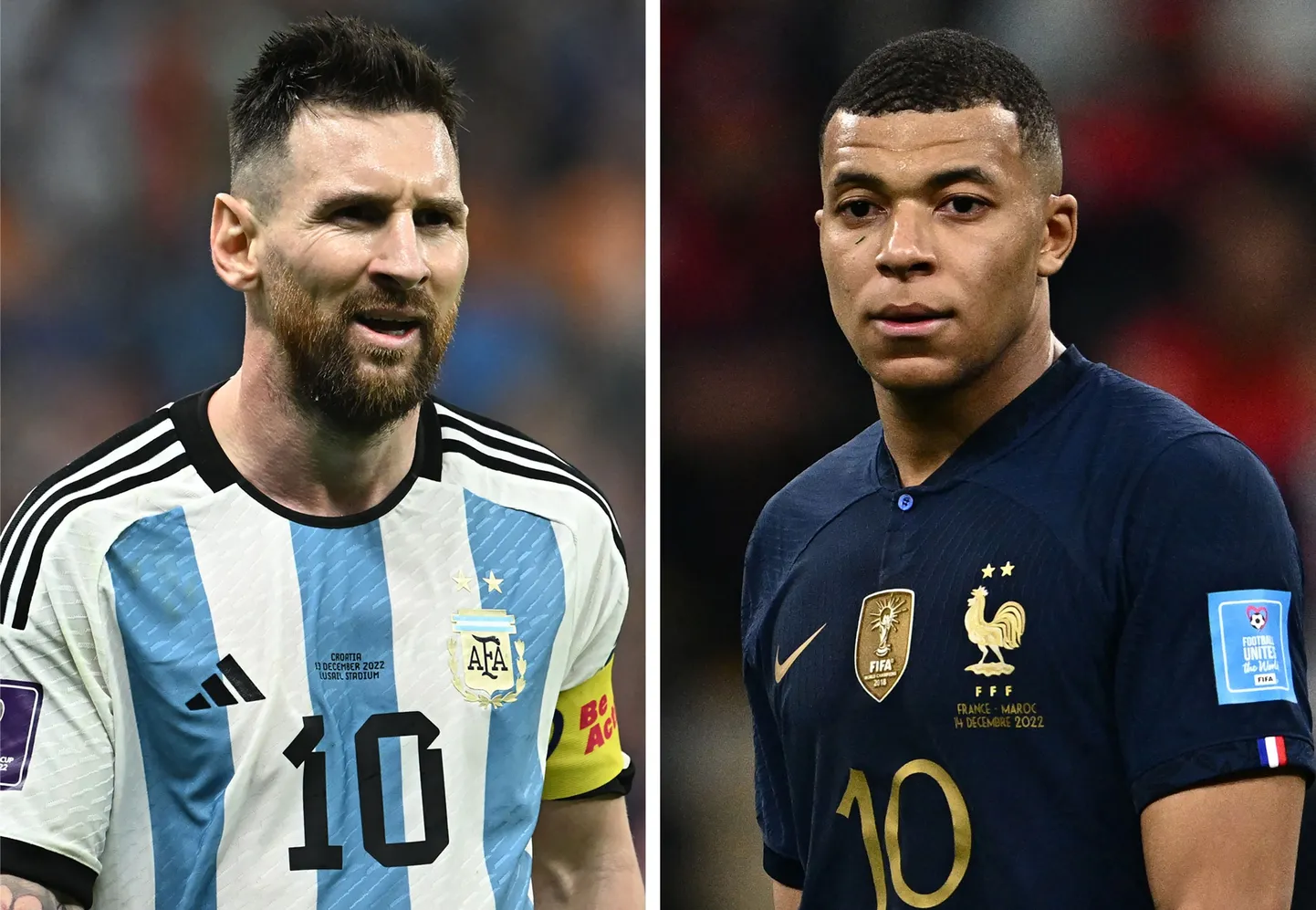 Argentina vs. Prantsusmaa ja Lionel Messi (vasakul) vs. Kylian Mbappé. Ründajad, kes igapäevaleiba teenivad samas klubis – Pariisi Saint-Germainis – on nüüd rivaalid.