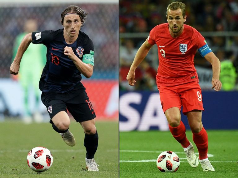 Horvaatia koondise kapten Luka Modric (vasakul) ja Inglismaa koondise kapten Harry Kane. Kolmapäevases poolfinaalis peavad kihlveokontoris soosikuks Inglismaa meeskonda.