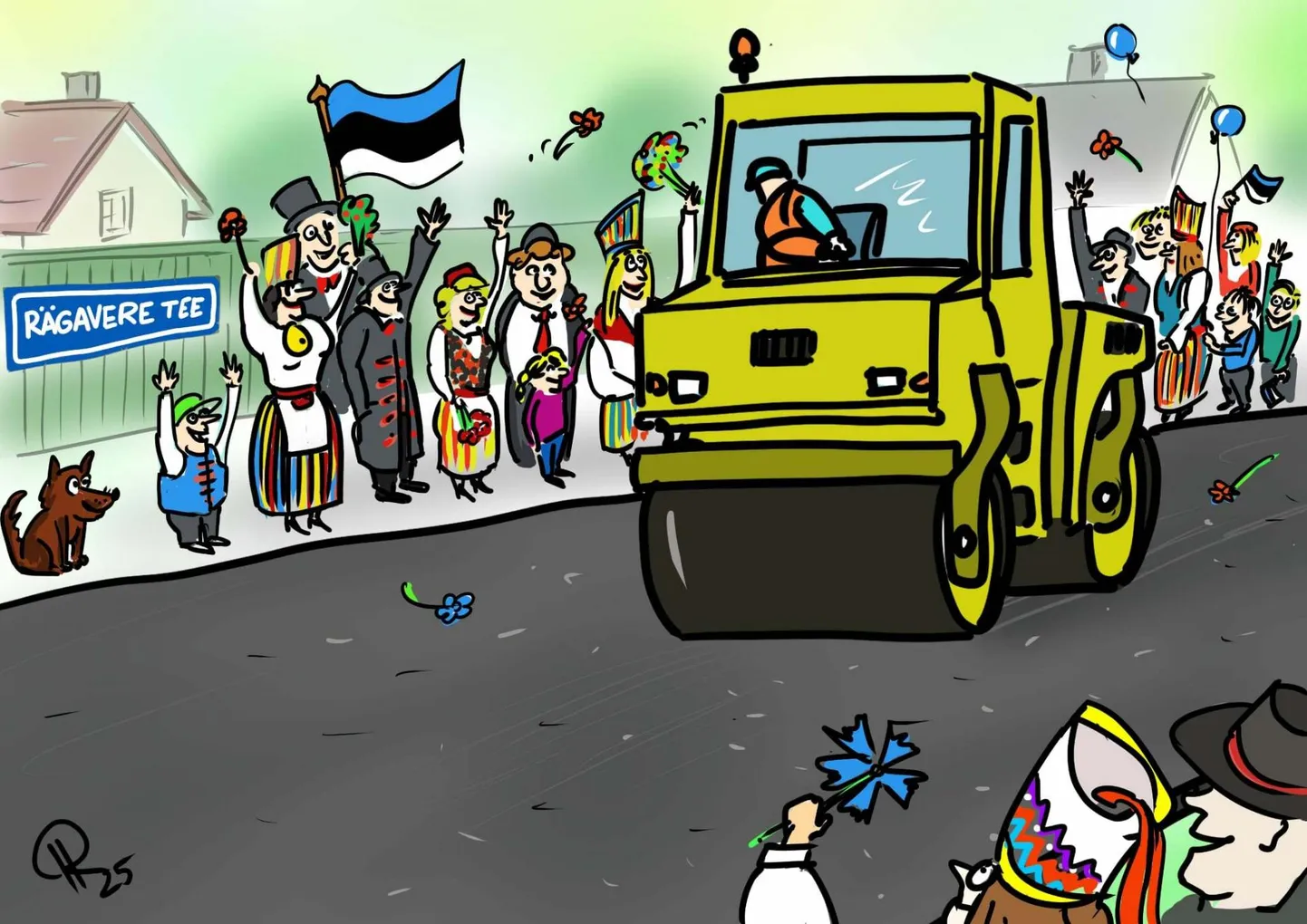 Nädala karikatuur "Linn juubeldab, kui saabub kauaoodatud asfalt."