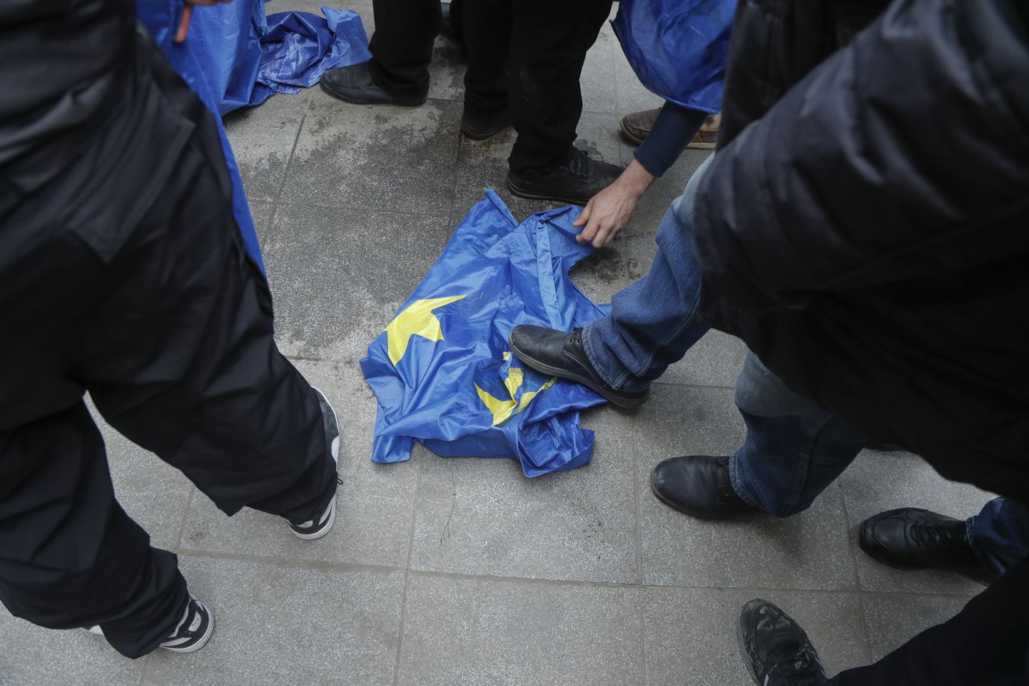 14. märtsil Thbilisisis toimunud meeleavaldusel kiskusid rahvusliku Konservatiivse Liikumise ja venemeelse «Alt-Info» liikmed Gruusia parlamendihoonelt maha Euroopa Liidu lipu ja panid selle põlema.