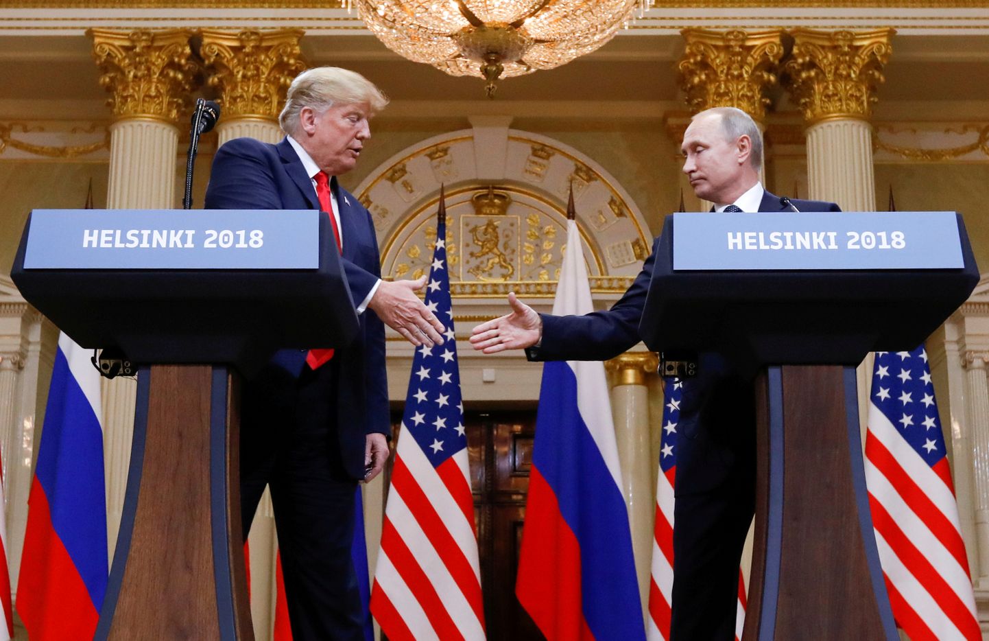 USA president Donald Trump (vasakul) ja Venemaa riigipea Vladimir Putin sel suvel Helsingis.