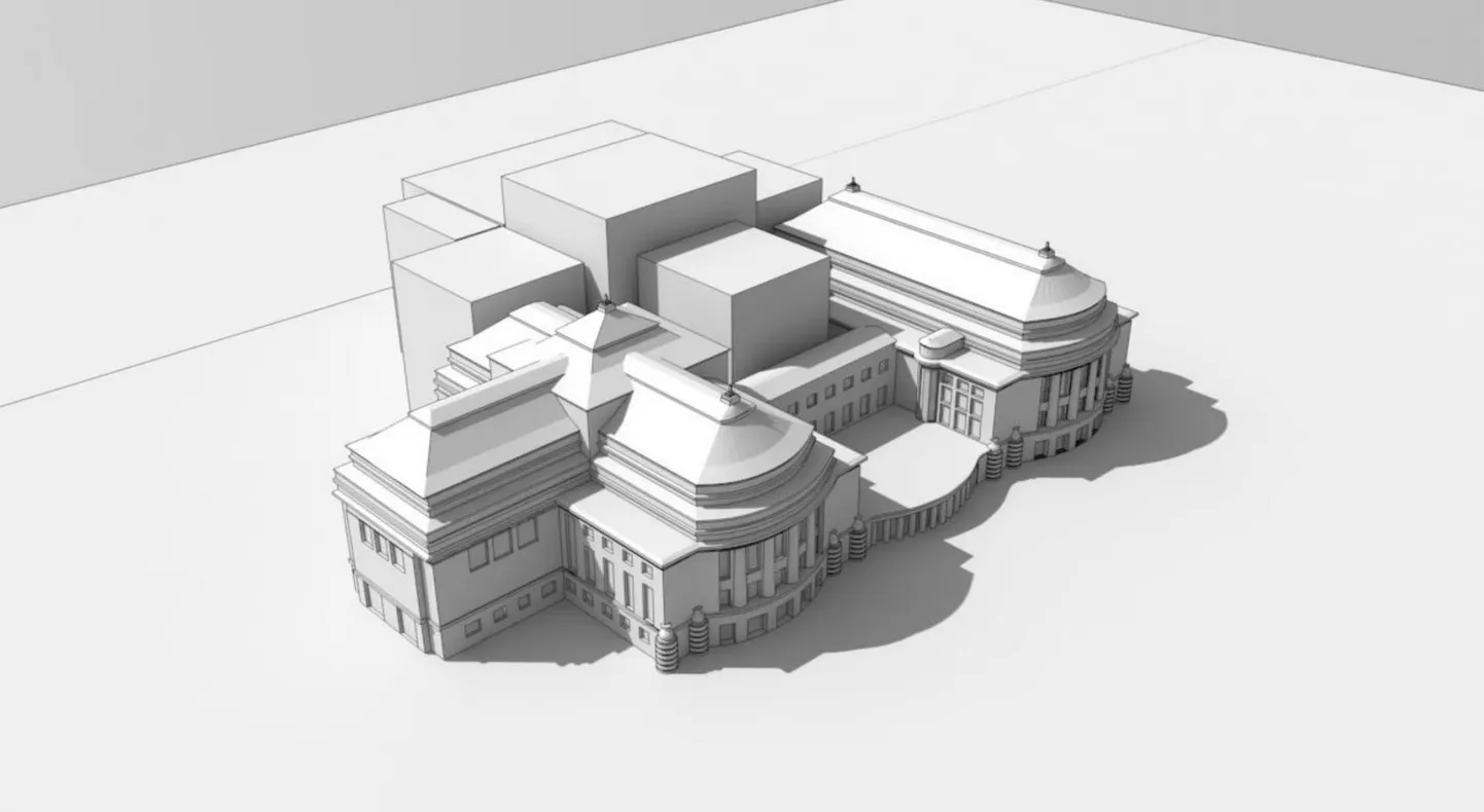 The annex to the current building of the Estonia opera theatre in Tallinn (repro).