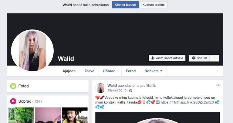 Ka Walid otsib Facebookis sõbrasuhteid.