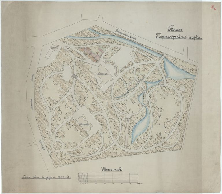 Torņakalna parka (tagad Arkādijas parks) plāns. 1902. Autors: Georgs Kūfalts.