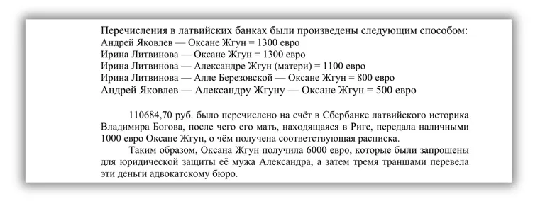 Fragments no dokumenta, kurā redzama naudas pārskaitījuma ķēde, lai apietu ES sankcijas un nepievērstu VID uzmanību.