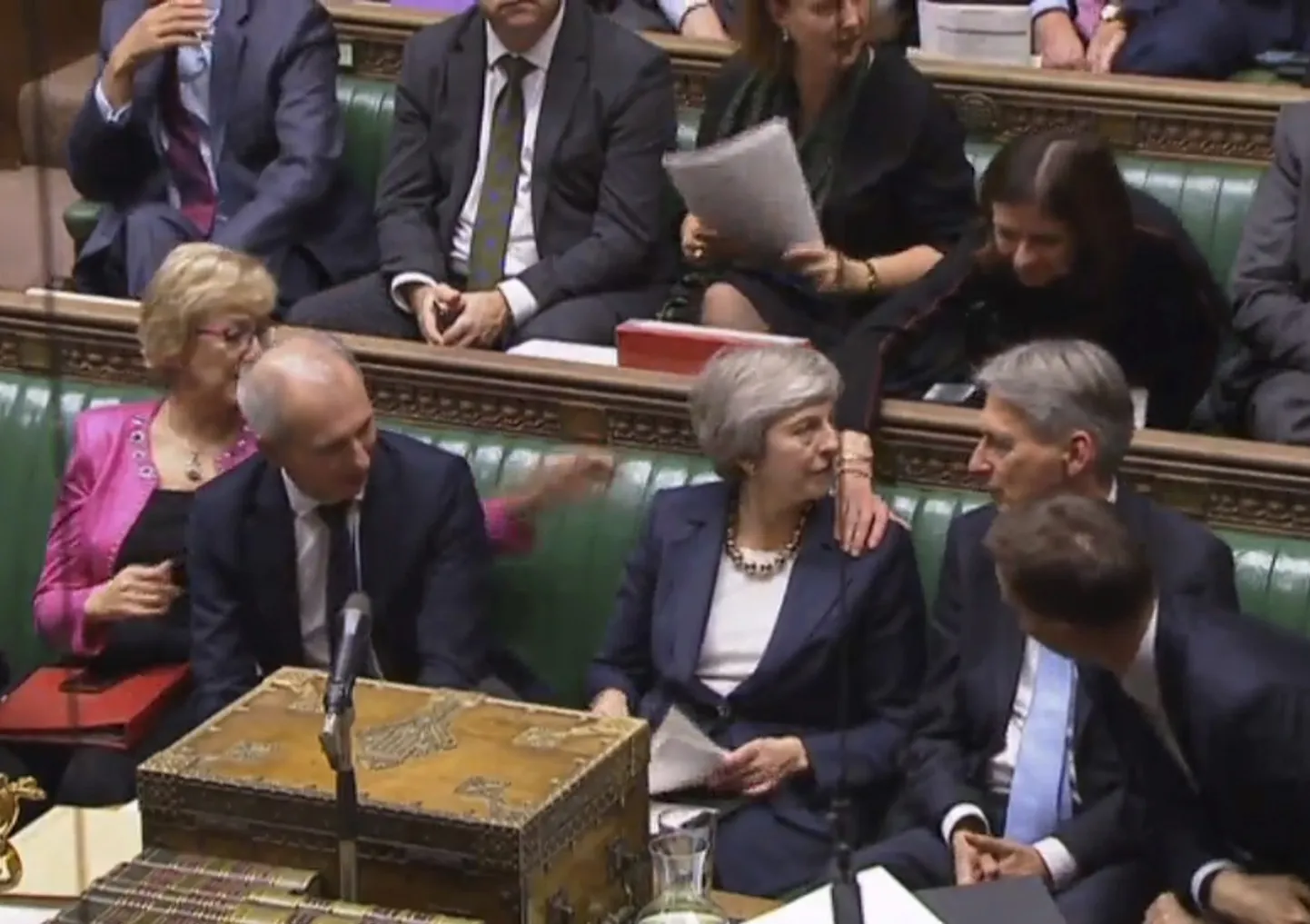 Ühendkuningriigi peaminister Theresa May eile Brexiti-arutelul Briti parlamendis.