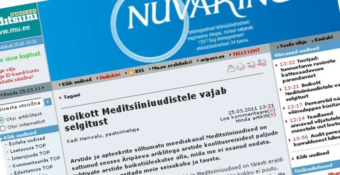 Fragment meditsiiniuudiste portaalist Mu.ee.