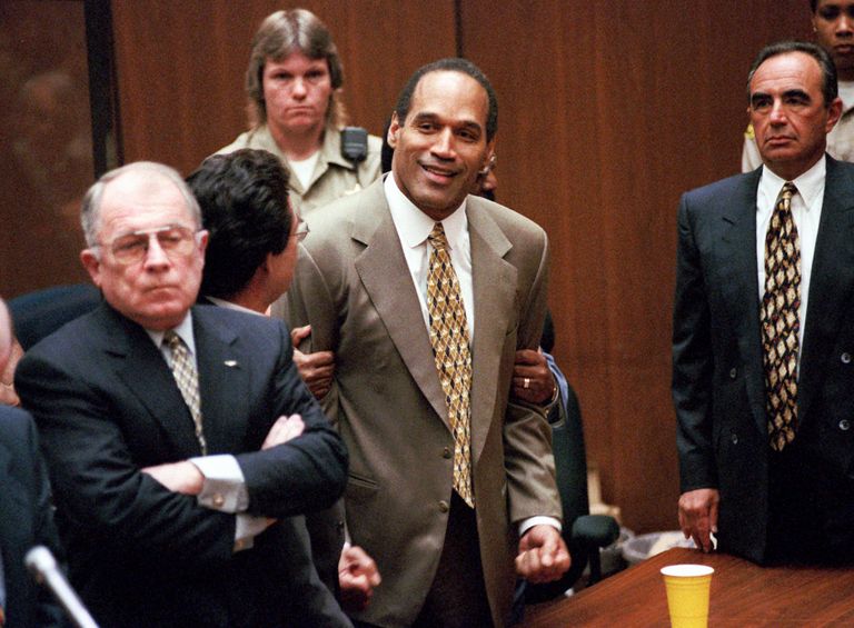 O.J. Simpson 1995. aastal kohtusaalis, kui ta õigeks mõisteti. 