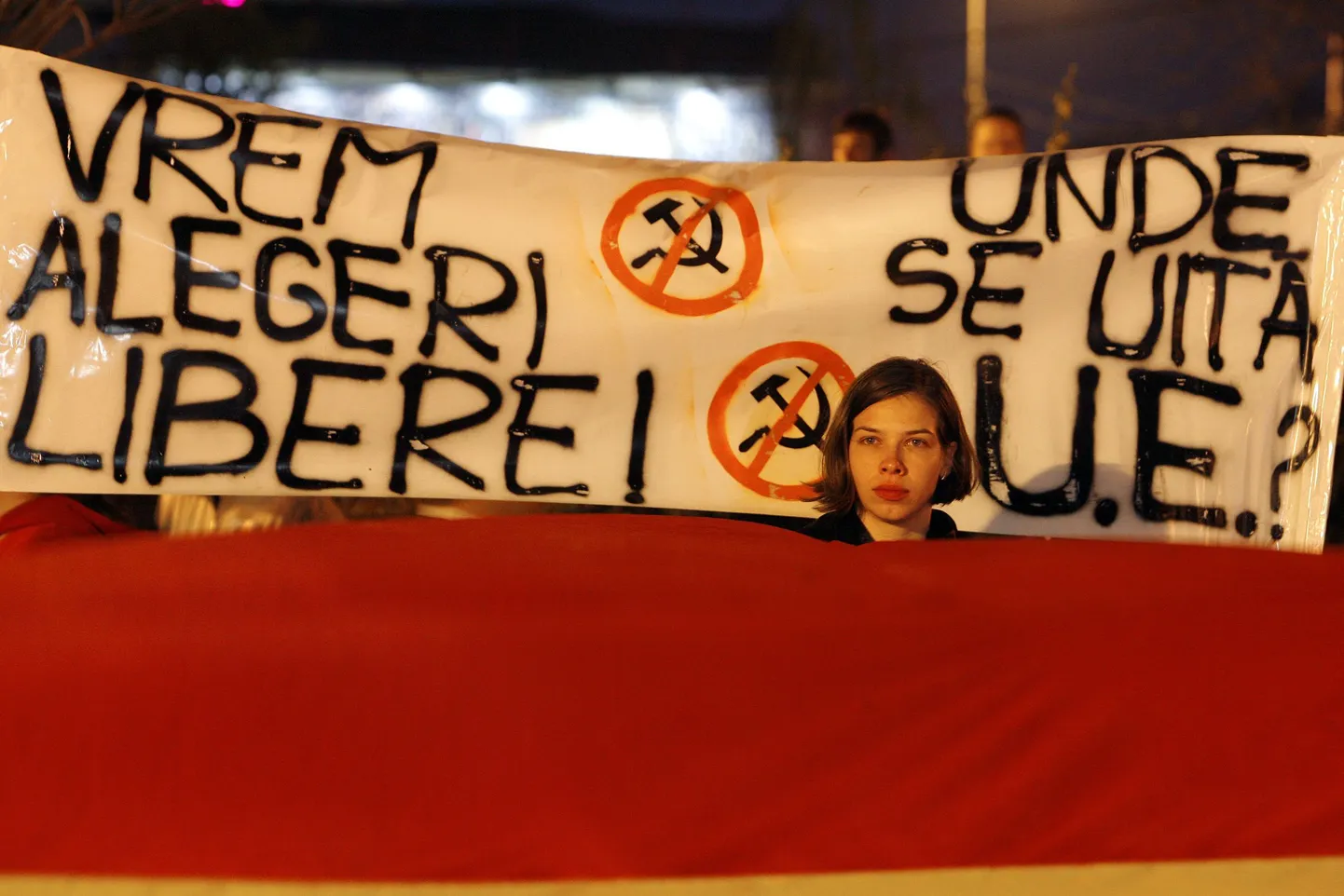 Moldova tudengite loosung meeleavaldusel Rumeenia pealinnas Bukarestis.
