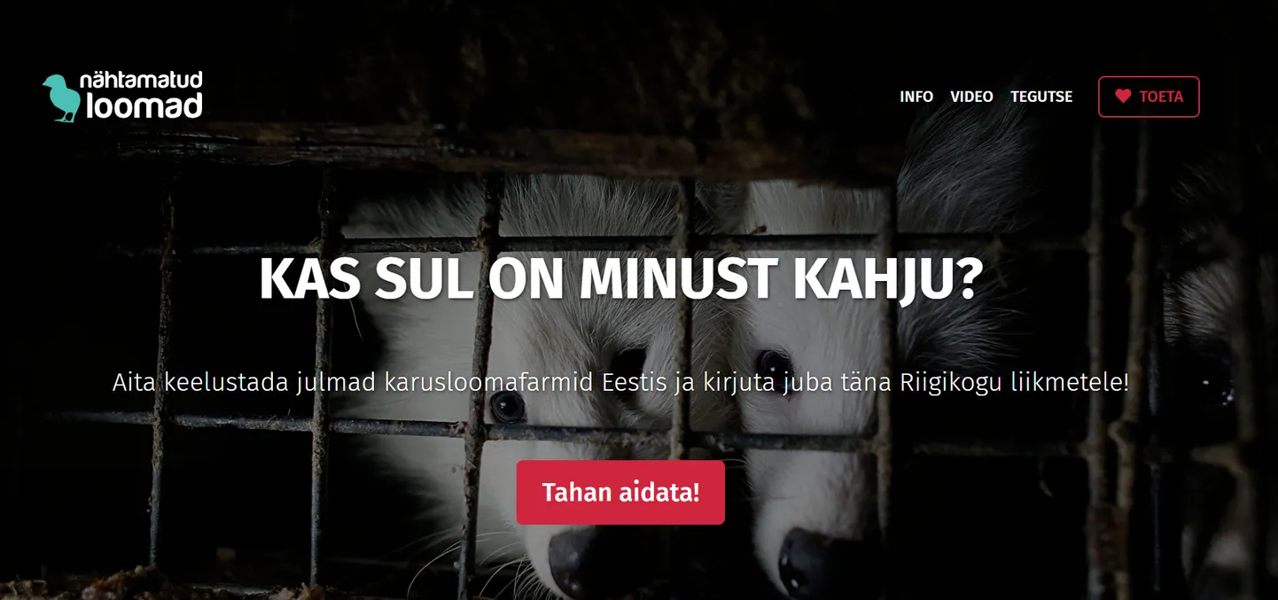 MTÜ Nähtamatud Loomad üleskutse.
