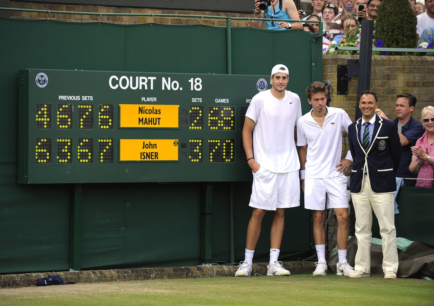 2010. aastal alistas John Isner Wimbledonis Nicolas Mahuti. Viimases setis jäi seisuks 70:68.