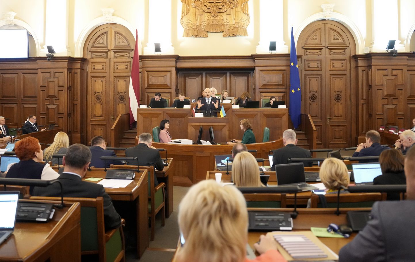 Saeimas sēde, kur otrajā lasījumā skata 2024. gada valsts budžetu un budžeta ietvaru 2024., 2025. un 2026. gadam.