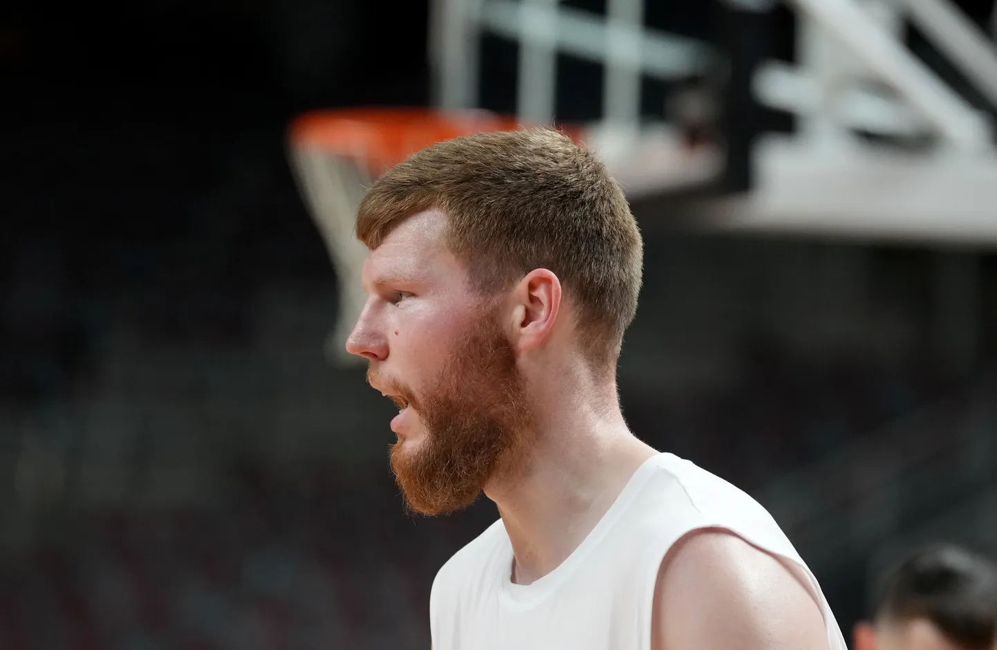 Latvijas vīriešu basketbola valstsvienības spēlētājs Dāvis Bertāns piedalās atklātajā treniņā "Arēnā Rīga".