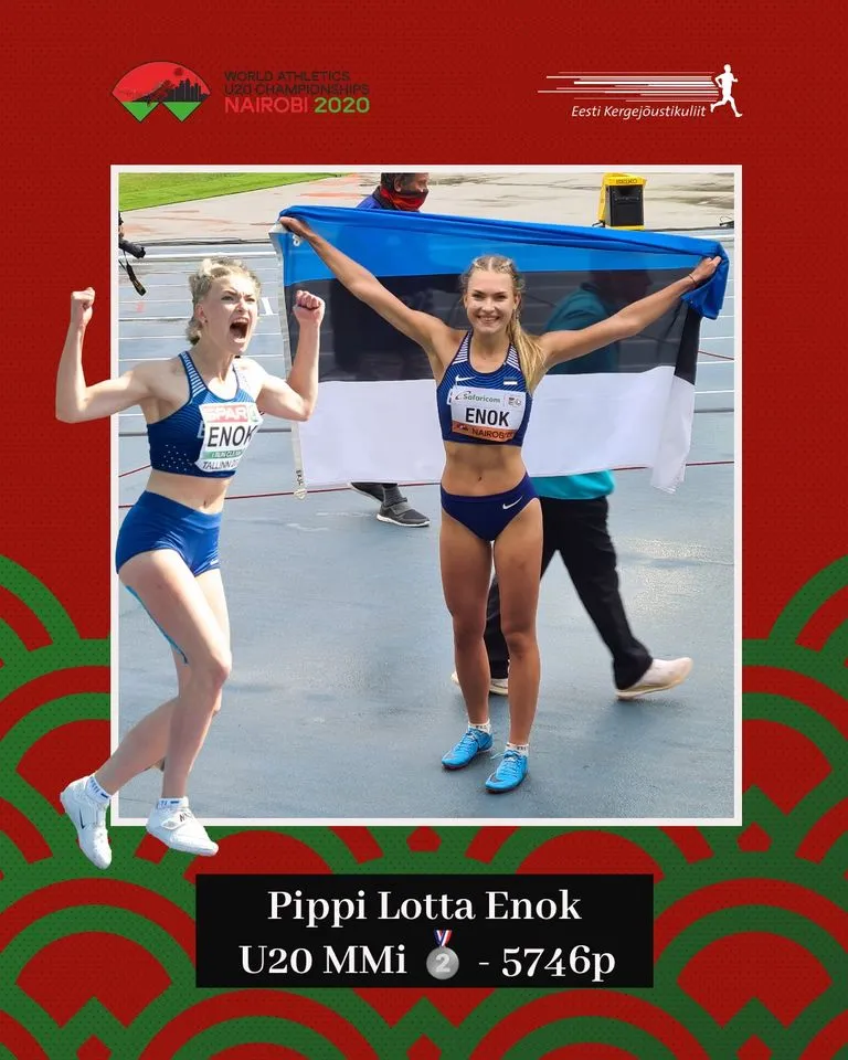 Eesti Kergejõustikuliidu õnnitluskaart Pippi-Lotta Enokile hõbemedalivõidu puhul!