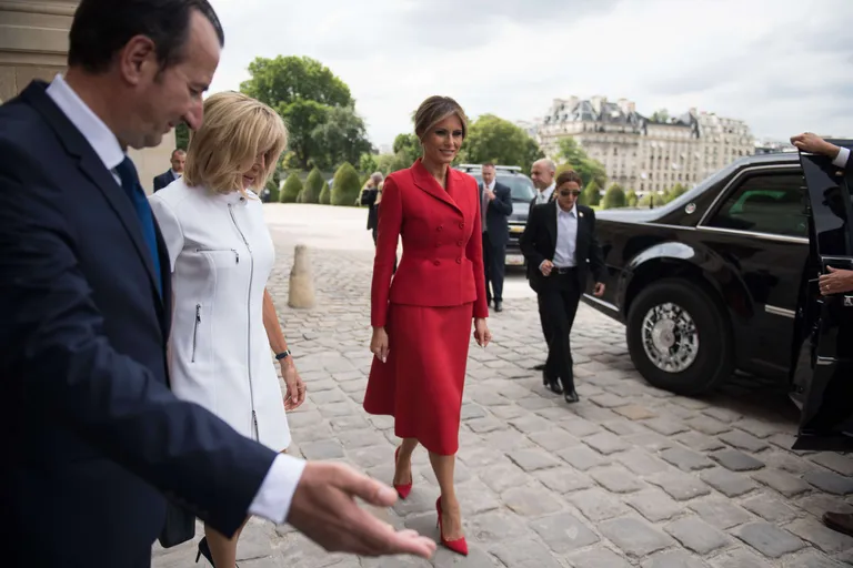 USA president Donald Trump ja esileedi Melania Trump on visiidil Prantsusmaal, neid võõrustavad president Emmanuel Macron ja esileedi Brigitte Trogneux'