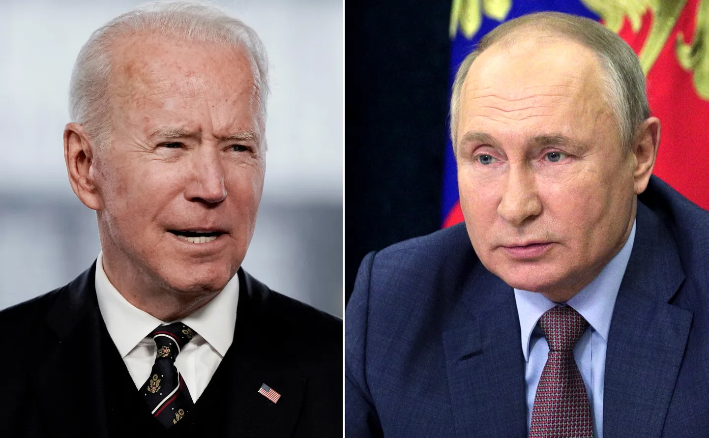 ASV prezidents Džo Baidens, Krievijas prezidents Vladimirs Putins.