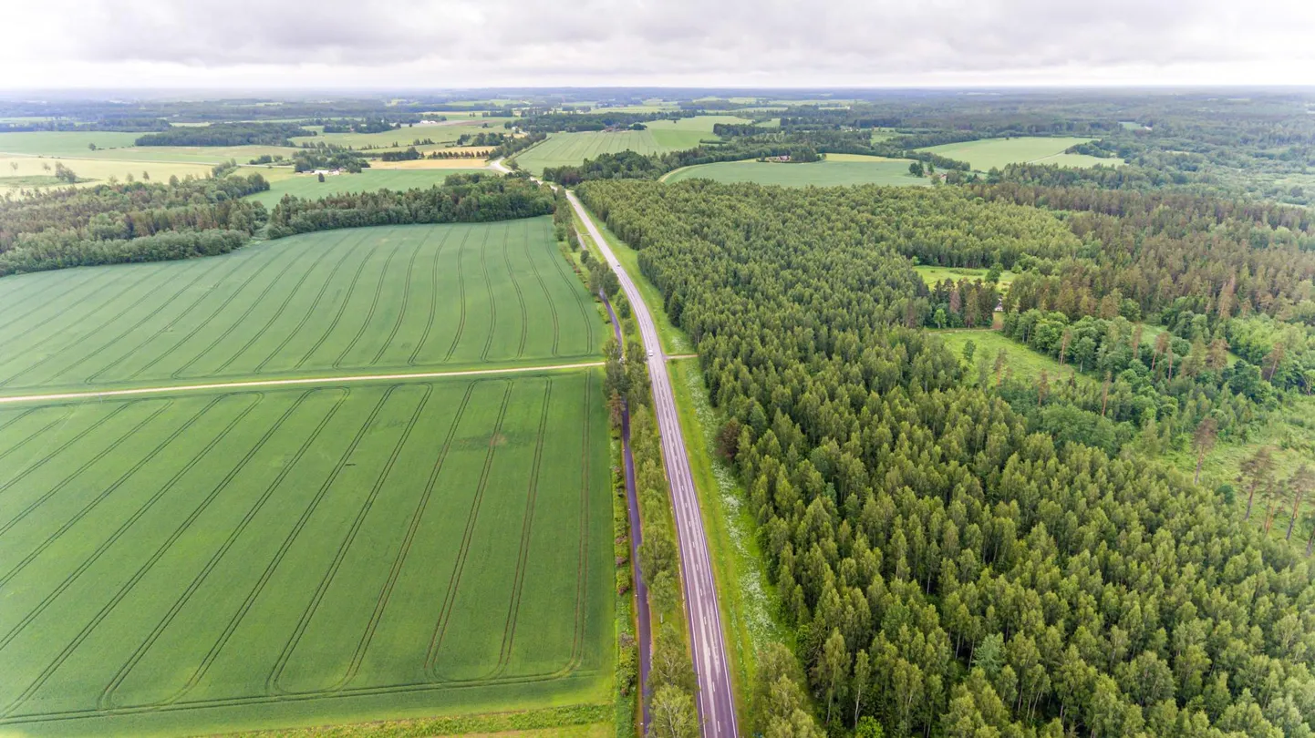 Põllumajandusmaa (vasakul) ja metsamajandusmaa