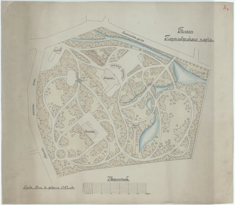 Torņakalna parka (tagad Arkādijas parks) plāns. 1902. Autors: Georgs Kūfalts.