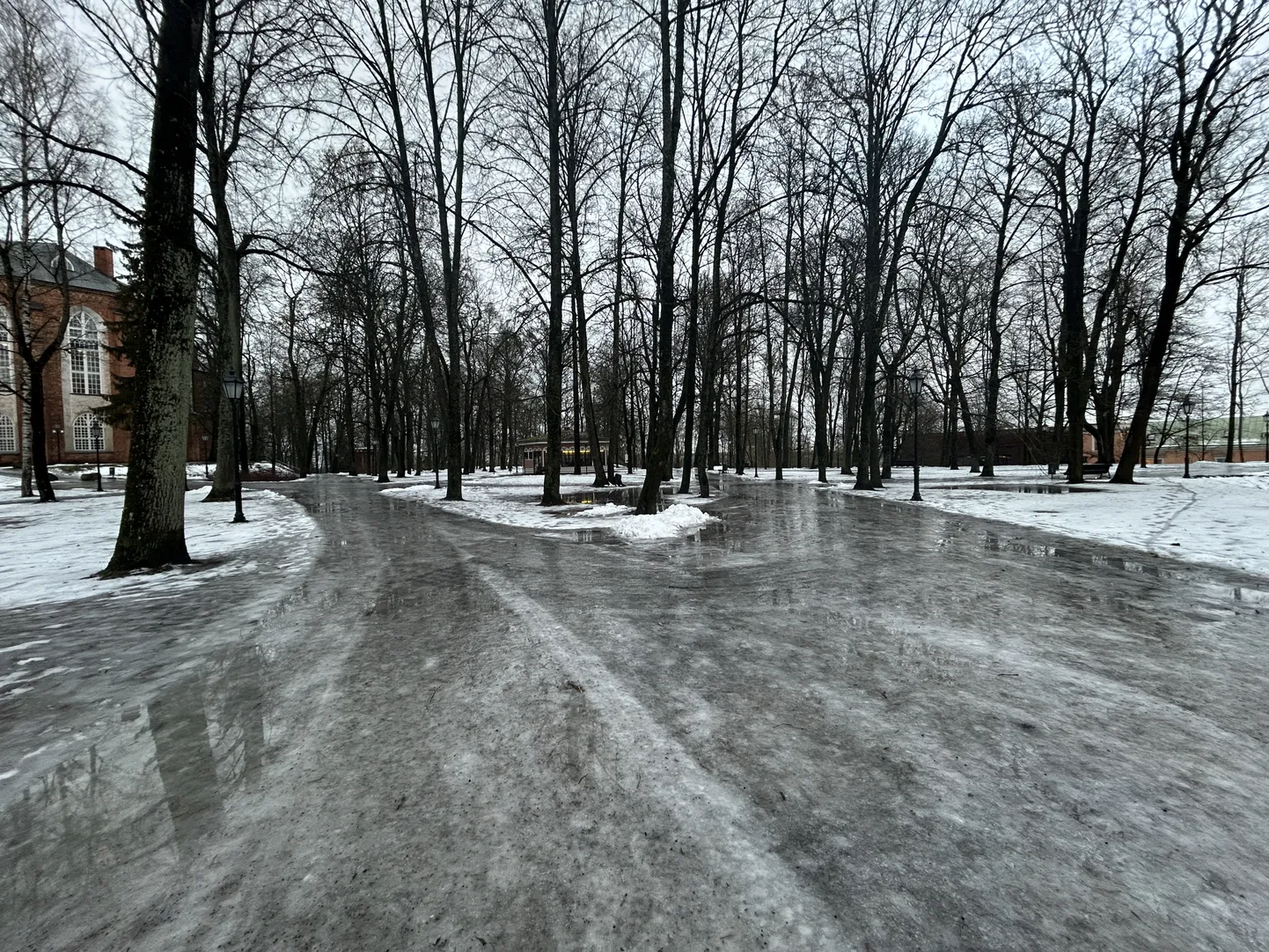 Pärastlõunal olid käigurajad Toomemäel jääkihiga kaetud,