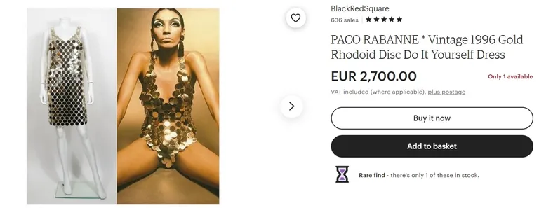 Винтажное платье Paco Rabanne c обложки журнала Vogue за 1996 год. Цена: 2 700 евро
