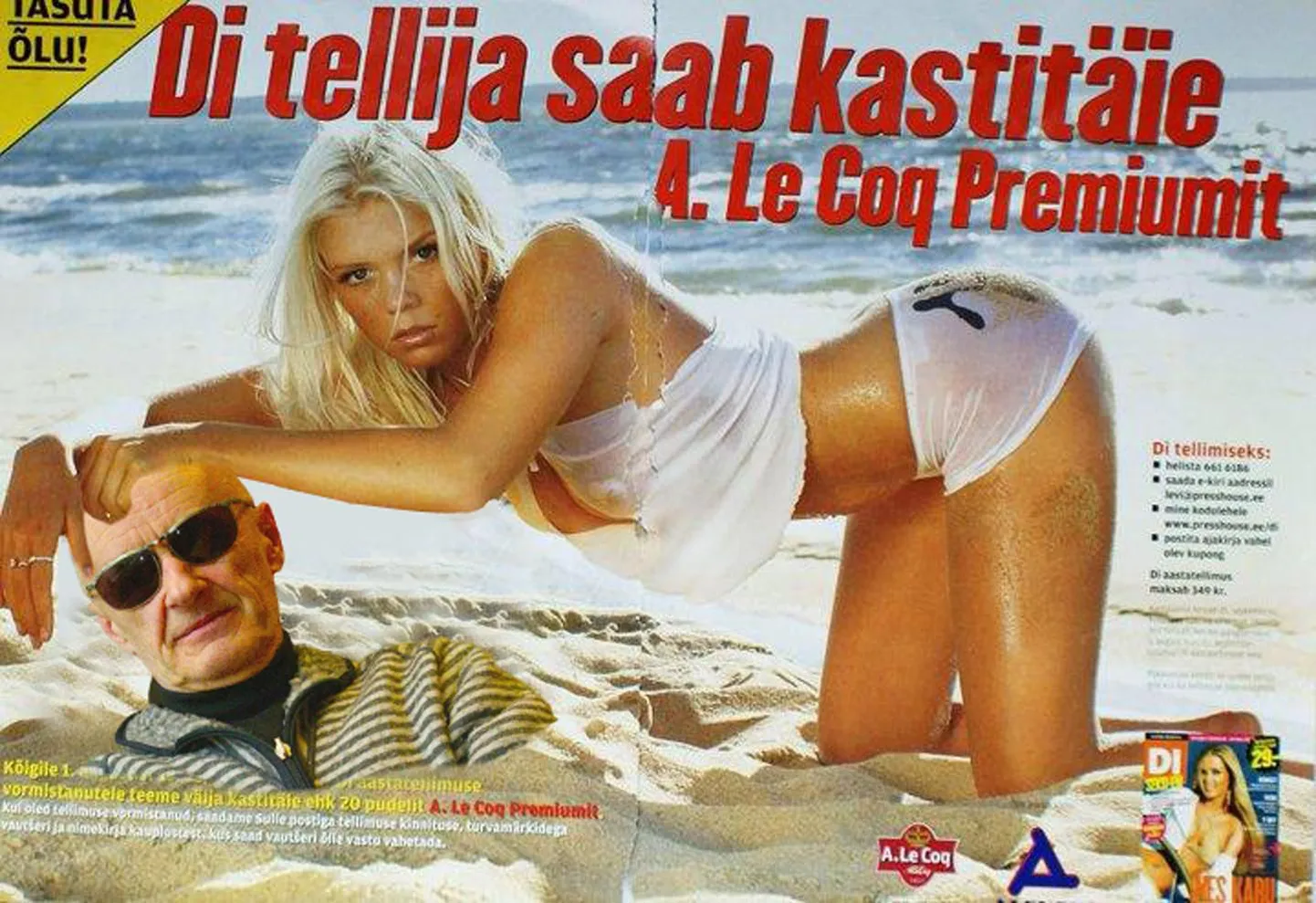 16-aastane modell Janne Jüsma alkoholireklaamis ajakirja DI veergudel aastal 2004 Nüüd lahutab tibi oma meelt aga nõid Vormsi Ennuga
