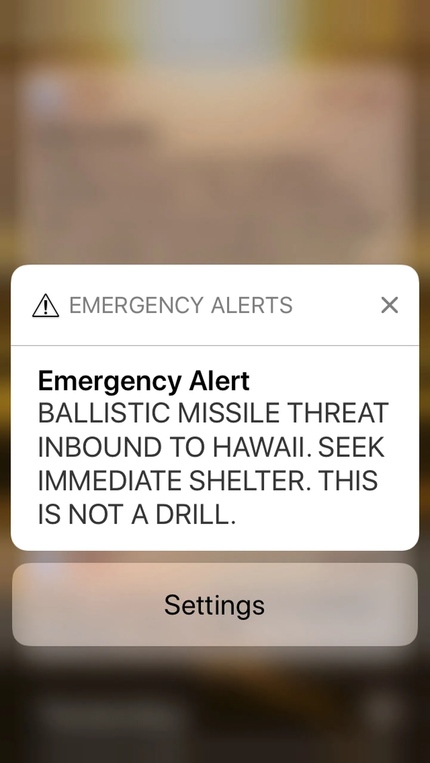 Hawaii osariigi kodanikele saadetud valehäire