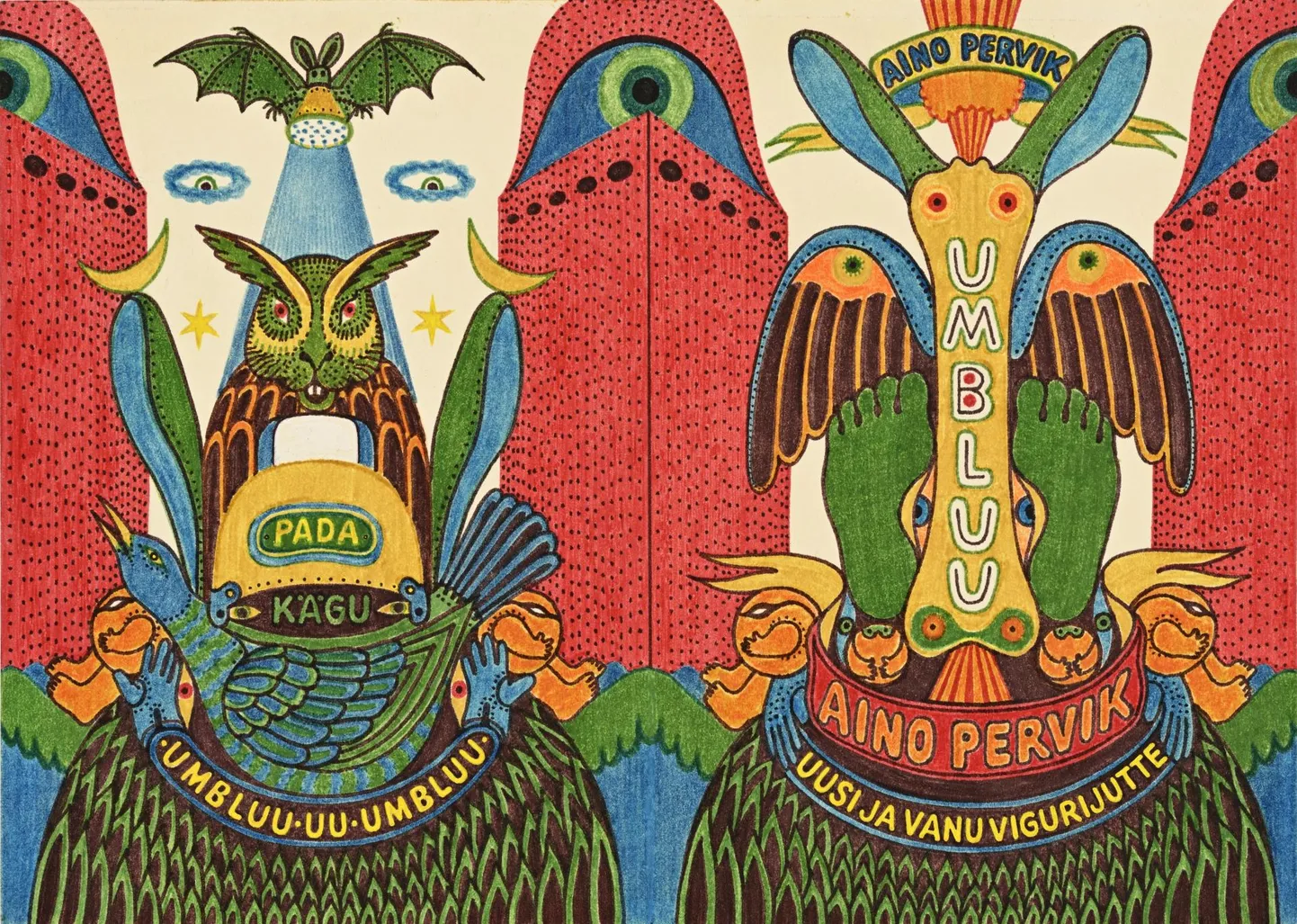 Vello Vinn, kaanekavand Aino Perviku raamatule «Umbluu». 1980. Viltpliiats.