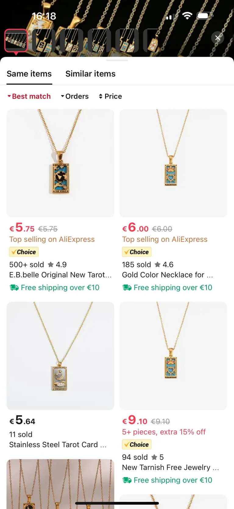 Анна Ташликович тоже нашла подвески на AliExpress, только по цене 5-7 евро за штуку. Видимо, цена 77 центов была по скидочной акции.