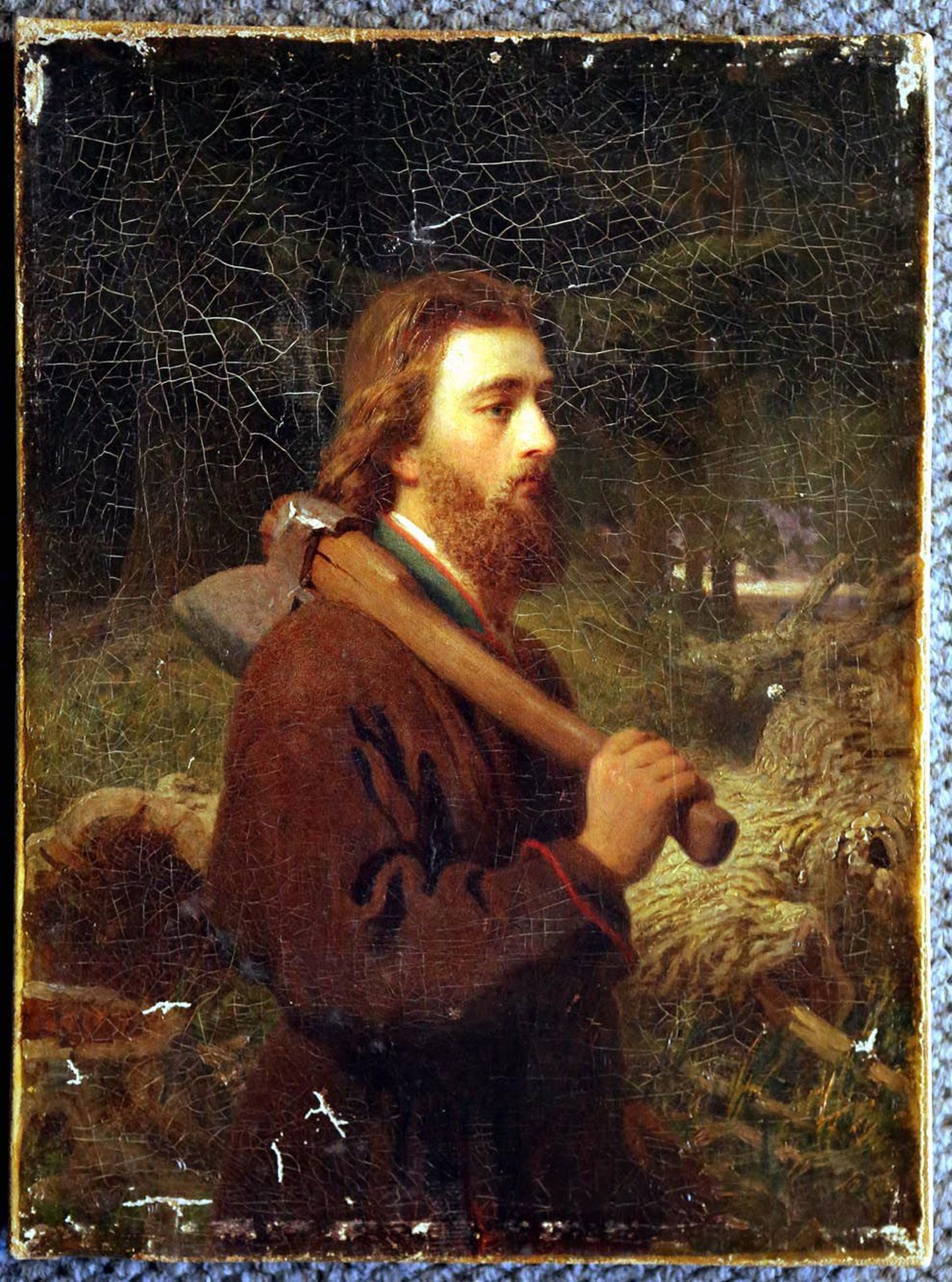 Johann Köleri «Hiiu saare talupoeg kirvega / Villem Tamme portree» on vaatamata väikestele vigastustele ja värvikihti tekkinud pisikestele pragudele asjatundjate hinnangul kenasti säilinud.