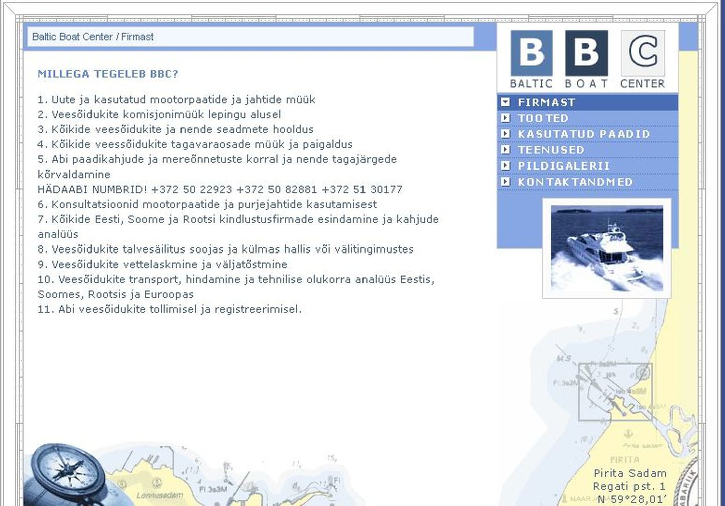 Ekraanitõmmis Baltic Boat Centeri kunagisest kodulehest. Nüüd suunab aadress bbc.ee aadressile best-marine.ee.