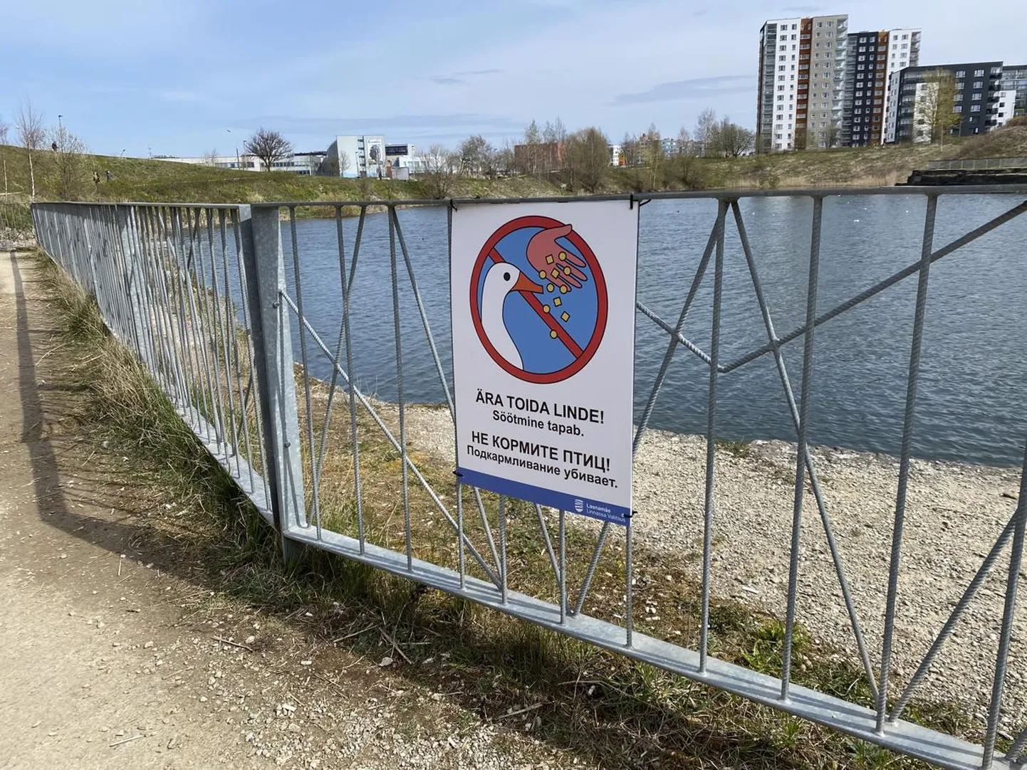 Veelindude toitmist keelav teavitustahvel Pae pargis
