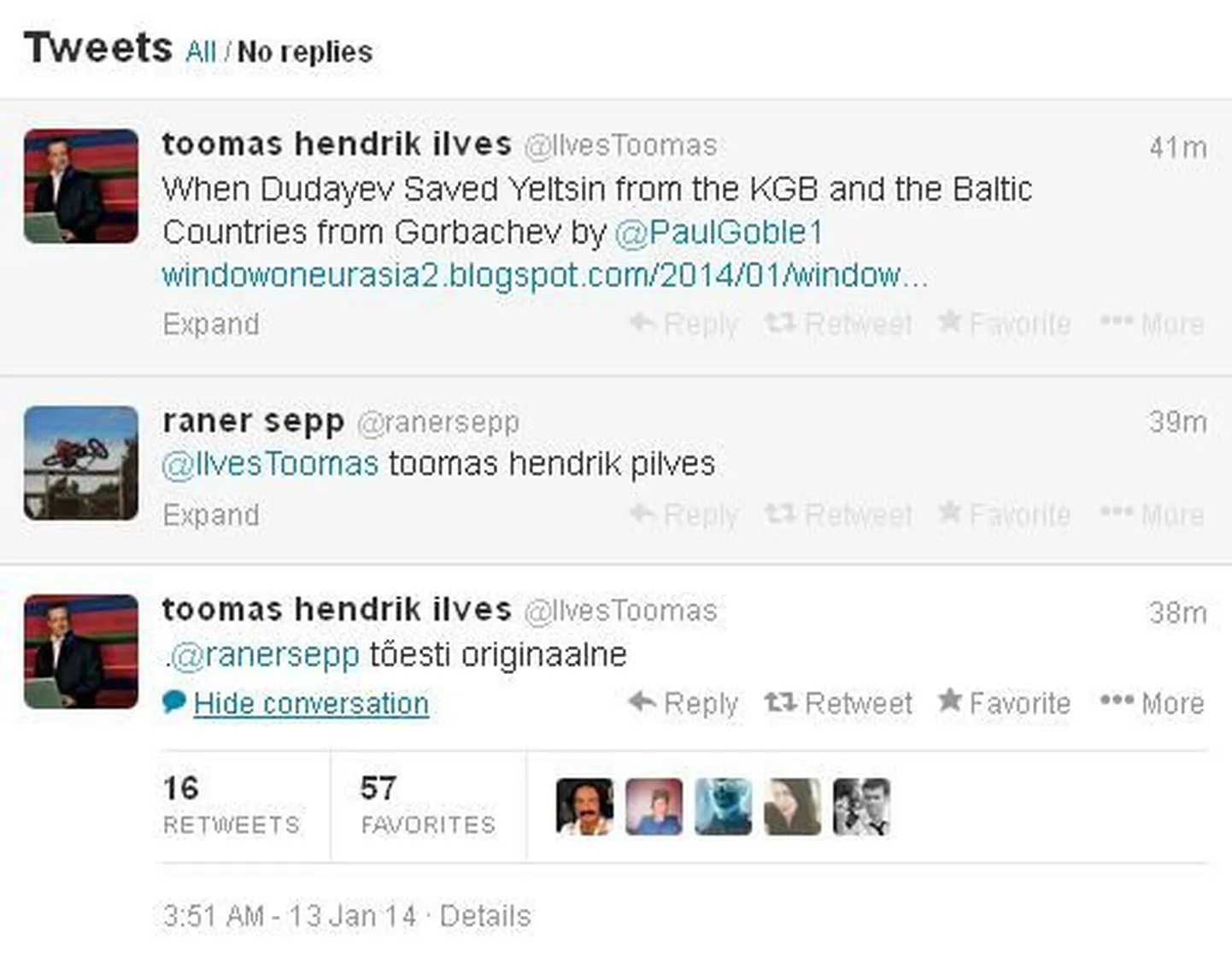 Toomas Hendrik Ilves Twitteris ja pilav nooruk